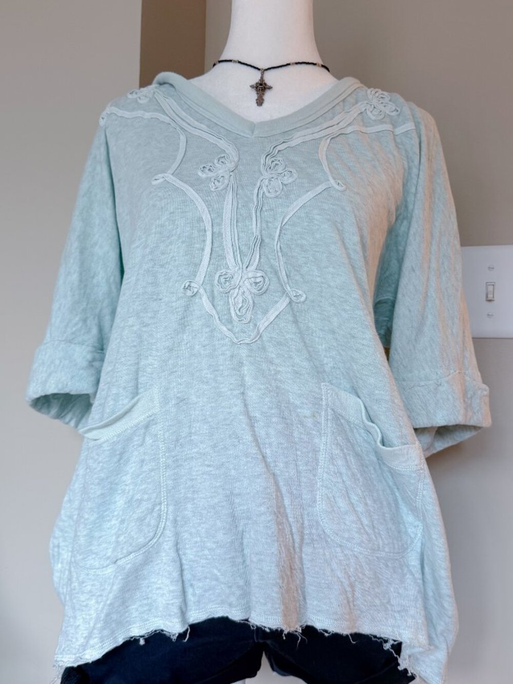 Mod-o-doc Heather Gray Jersey Knit Blouse - Size Small - Picture 5 of 10